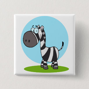 Badge Carré 5 Cm joli dessin animé zebra