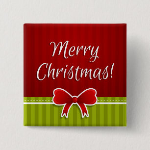 Badge Carré 5 Cm Joli Noël Rouge Vert Design