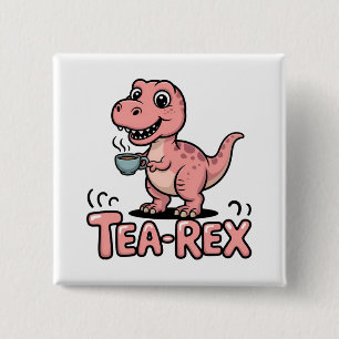 Badge Carré 5 Cm Joli Tea-Rex Dinosaure Rose – Le Thé Arrive !