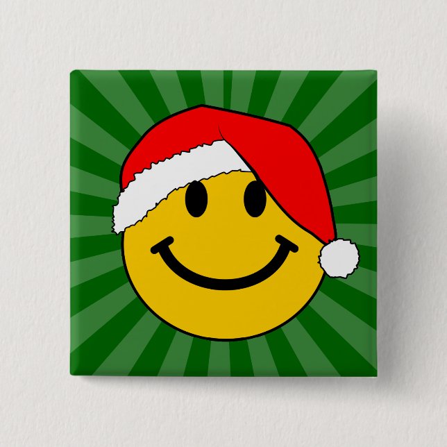 Badge Carré 5 Cm Joli visage de Noël Père Noël (Devant)