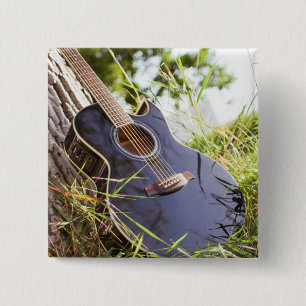 Badge Carré 5 Cm Jolie basse guitare
