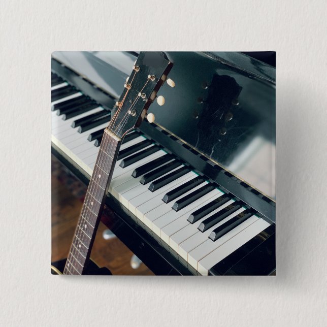 Badge Carré 5 Cm Jolie conception de piano (Devant)