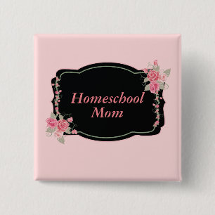 Badge Carré 5 Cm Jolie Floral Homeschool Maman