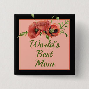 Badge Carré 5 Cm Jolie maman du monde floral