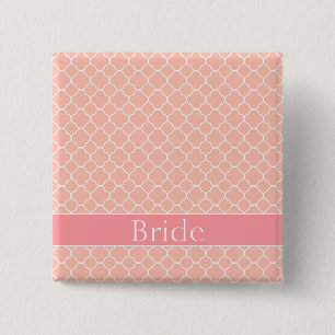 Badge Carré 5 Cm Jolie mariée rose et blanc