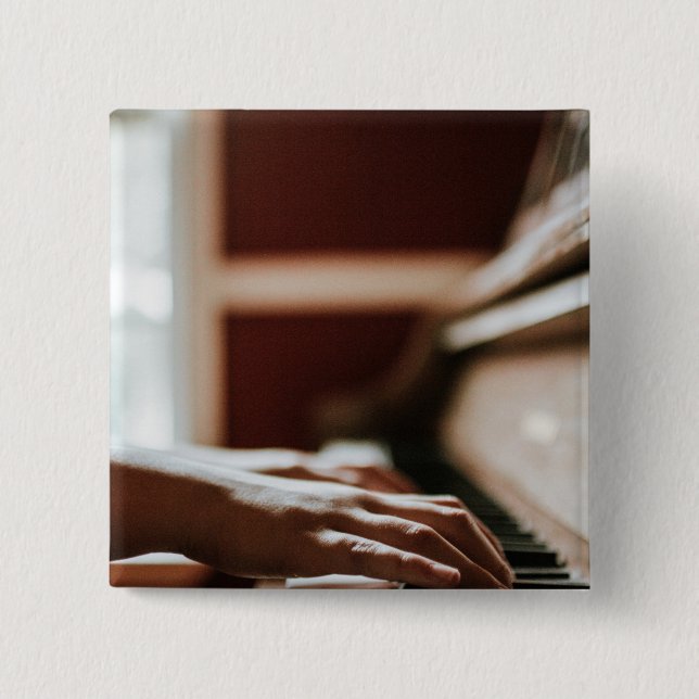 Badge Carré 5 Cm Jolie oeuvre Piano (Devant)