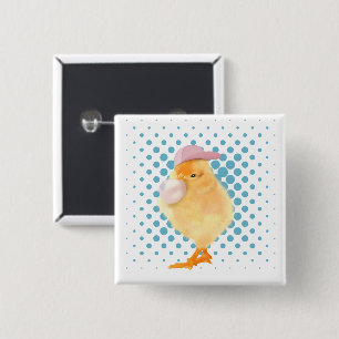 Badge Carré 5 Cm Jolie Vibes Rétro Poussant Bubblegum Blanc