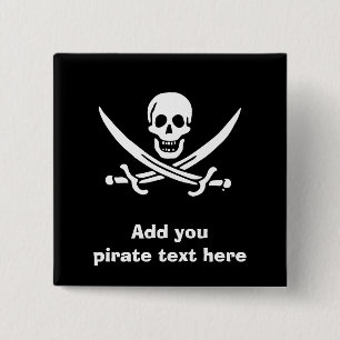 Badge Carré 5 Cm Jolly roger drapeau de pirate