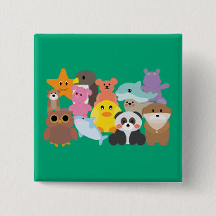 Badge Carré 5 Cm Jouets Remplis