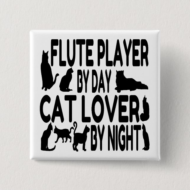 Badge Carré 5 Cm Joueur de flux Amoureux des chats (Devant)