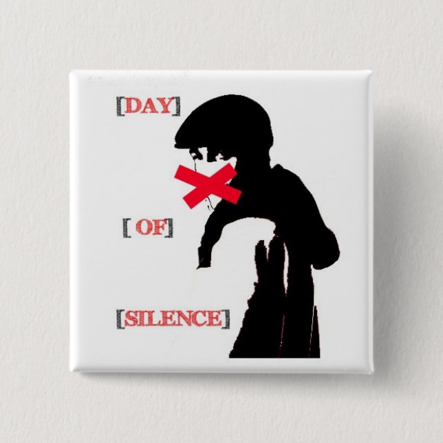 Badge Carré 5 Cm Jour de bouton de silence (Devant)