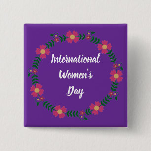 Badge Carré 5 Cm Jour des femmes moderne violet taille personnalisé
