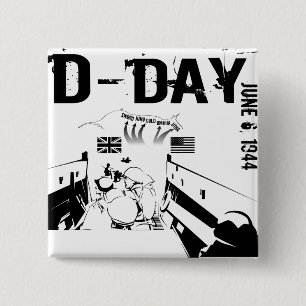 Badge Carré 5 Cm JOUR J 6 juin 1944