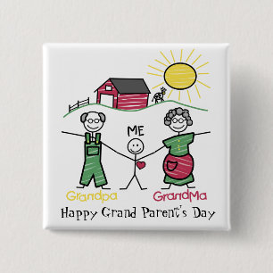 Badge Carré 5 Cm Journée avec le grand-parent -