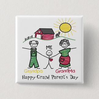 Badge Carré 5 Cm Journée avec le grand-parent -
