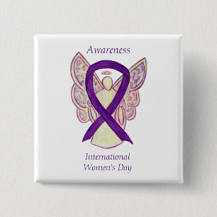 Badge Carré 5 Cm Journée internationale de la femme Sensibilisation