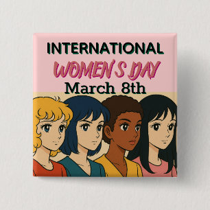 Badge Carré 5 Cm Journée internationale des femmes   Pop Art 