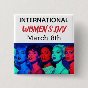 Badge Carré 5 Cm Journée internationale des femmes   Pop Art 