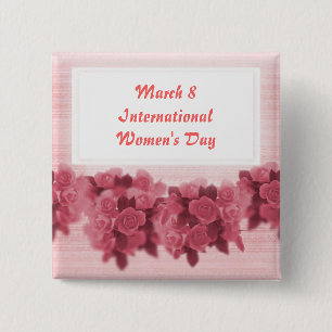 Badge Carré 5 Cm Journée internationale rose de la femme