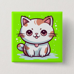 Badge Carré 5 Cm Jovely Chat Kawaii Style Clipart-47758