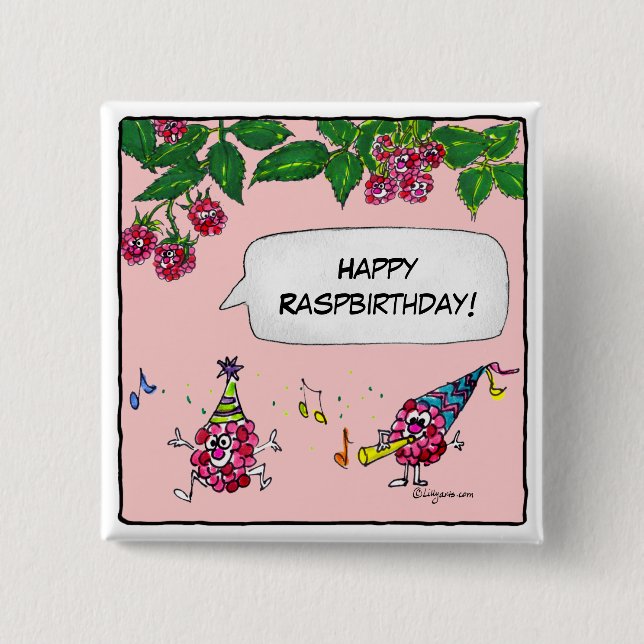 Badge Carré 5 Cm Joyeuse broche Bouton de Raspanniversaire (Devant)
