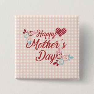Badge Carré 5 Cm Joyeuse fête des mères Bouton d'épingle