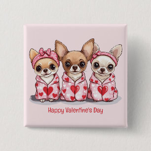 Badge Carré 5 Cm Joyeuse Saint-Valentin Chiens Chihuahua