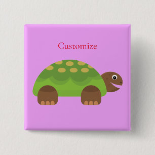 Badge Carré 5 Cm Joyeuse tortue souriante Thunder_Cove