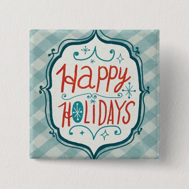 Badge Carré 5 Cm Joyeuses vacances de Christmastime (Devant)
