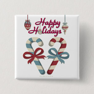 Badge Carré 5 Cm Joyeuses vacances Sucre de canne coeur