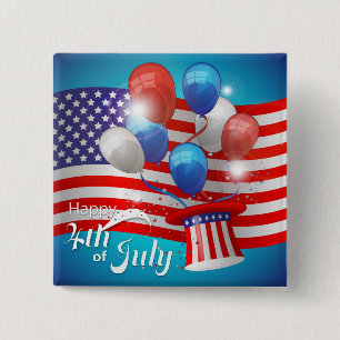 Badge Carré 5 Cm Joyeux 4 juillet patriotique