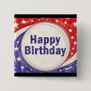 Badge Carré 5 Cm Joyeux anniversaire