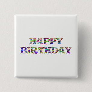 Badge Carré 5 Cm Joyeux anniversaire
