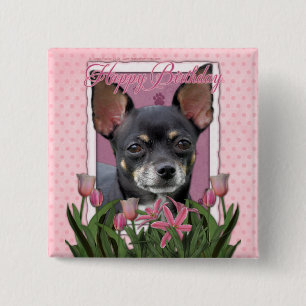 Badge Carré 5 Cm Joyeux anniversaire - chiwawa - Isabella