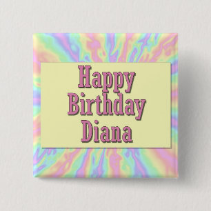 Badge Carré 5 Cm Joyeux anniversaire Diana