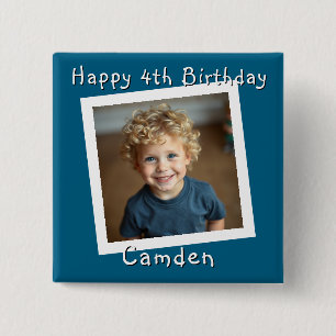 Badge Carré 5 Cm Joyeux anniversaire photo personnalisée