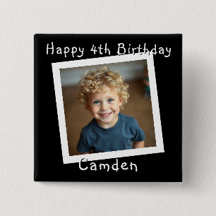 Badge Carré 5 Cm Joyeux anniversaire photo personnalisée