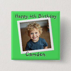Badge Carré 5 Cm Joyeux anniversaire photo personnalisée