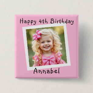 Badge Carré 5 Cm Joyeux anniversaire photo personnalisée