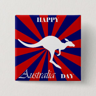 Badge Carré 5 Cm Joyeux Australia Day Australian Kangaroo