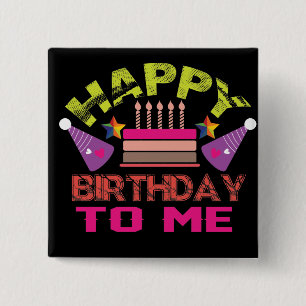 Badge Carré 5 Cm Joyeux Ballons de fête d'anniversaire