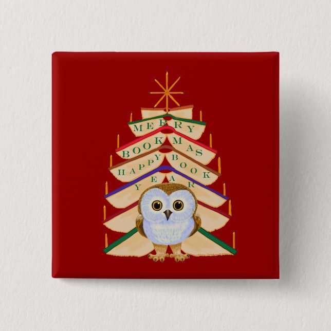 Badge Carré 5 Cm Joyeux Bookmas (Devant)