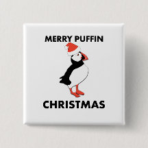 Joyeux bouton de Noël de macareux