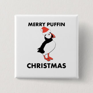 Badge Carré 5 Cm Joyeux bouton de Noël de macareux