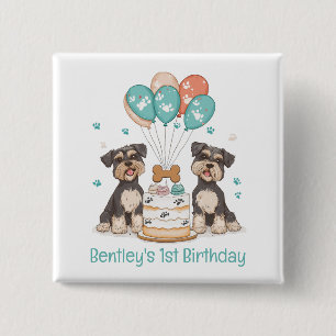Badge Carré 5 Cm Joyeux Chiens Schnauzer