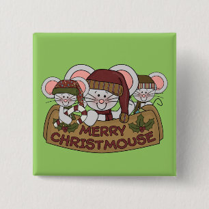 Badge Carré 5 Cm Joyeux Christmouse