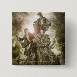 Badge Carré 5 Cm Joyeux et Peregrin sur Treebeard