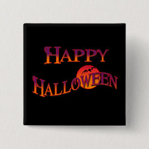 Badge Carré 5 Cm Joyeux Halloween