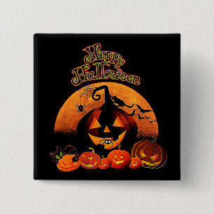 Badge Carré 5 Cm Joyeux Halloween