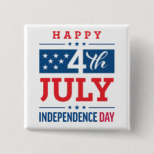 Badge Carré 5 Cm Joyeux Jour de l'Indépendance 4 juillet